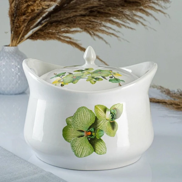 Супница 3л фарфор с прорезными  ручками МИКС