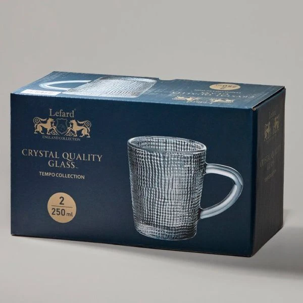 Кружки набор 2пр 250мл стекло TEMPO GREY (24)