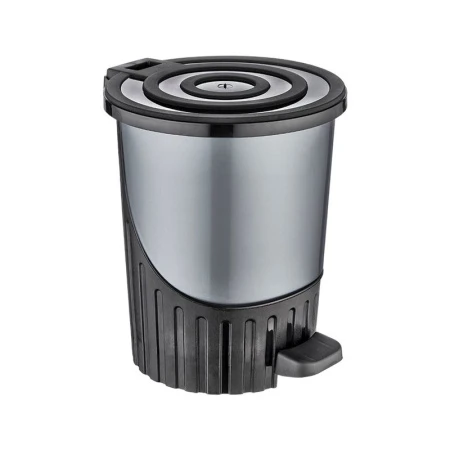 Контейнер для мусора 14л 280*325мм пластик ДУНЯ серебро с педалью (6)