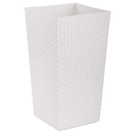 Кашпо напольное 15л 220*220*410мм пластик РОТАНГ без вставки белое (7)