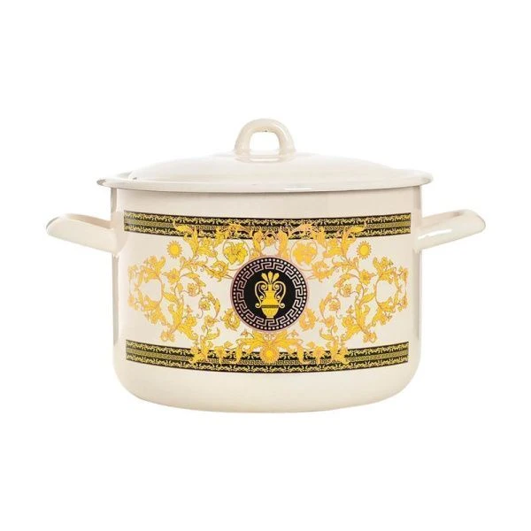 Кастрюля 2,9л эмаль ГРЕЧЕСКИЙ УЗОР цилиндрическая (4)