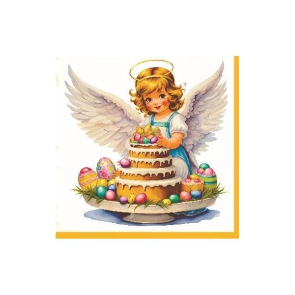 Салфетки бумажные Лори 20шт. 3-х слойные 33*33 Пасха ангел 56689 (16)