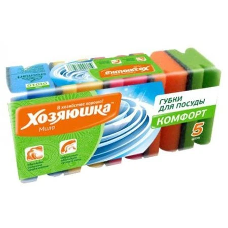 Губка для посуды 5шт поролон ХОЗЯЮШКА Мила КОМФОРТ (40) Губка для посуды 5шт поролон ХОЗЯЮШКА Мила КОМФОРТ (40)