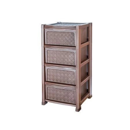 Комод 4-х секционный 39*39*82,5см пластик ВИОЛА коричневый