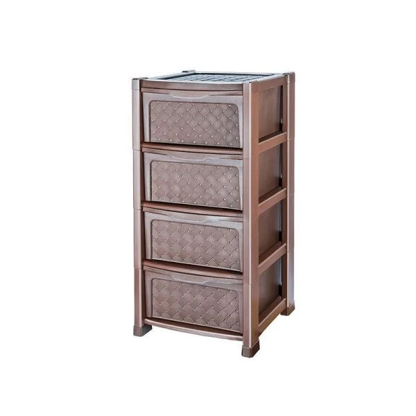 Комод 4-х секционный 39*39*82,5см пластик ВИОЛА коричневый