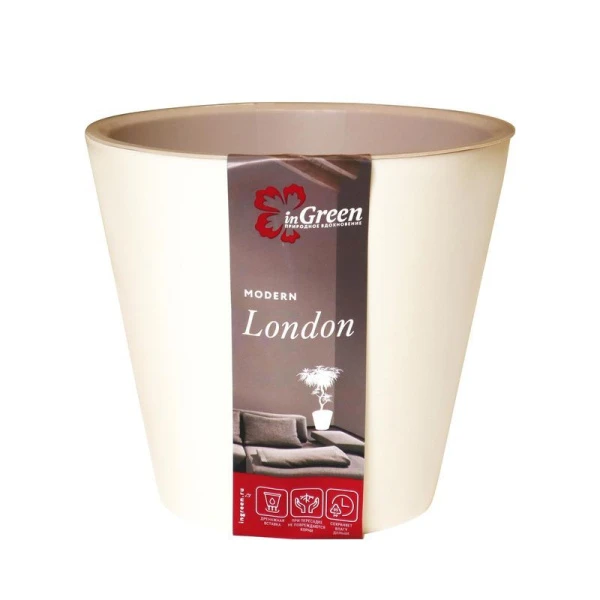 Горшок для цветов 1л 125мм пластик London сливочный (12)