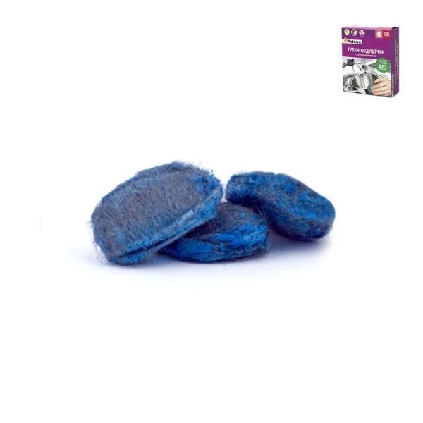 Губка для посуды металл с натуральным мылом 10шт в уп PATERRA (24)