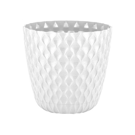 Горшок для цветов 650мл 11,5см пластик Wave с дренажной сеткой, съем.поддоном белоснежный жасмин (12)