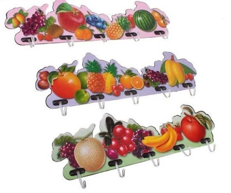 яяяВешалка 5 крючков Фрукты-овощи на липучке 643652