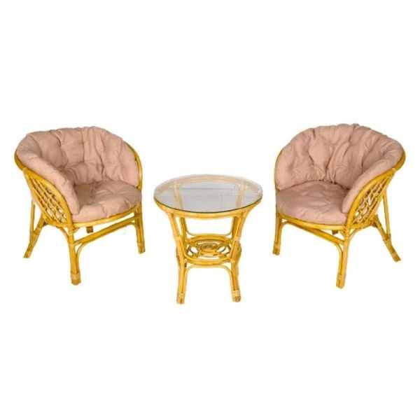 Набор мебели натур.ротанг Багамы Премиум мини (2 кресла, стол 60см) медовый, бежевый CV-12H (1)