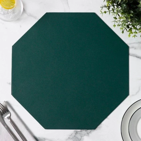 Салфетка кухонная 38*38см экокожа ТЭМ восьмиугольник зеленый (120)