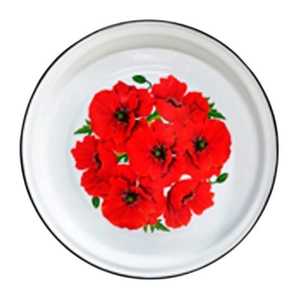 Поднос круглый 36*3см эмаль АЛЫЙ ЦВЕТОК белый с рис. 43304-102/4 (10)