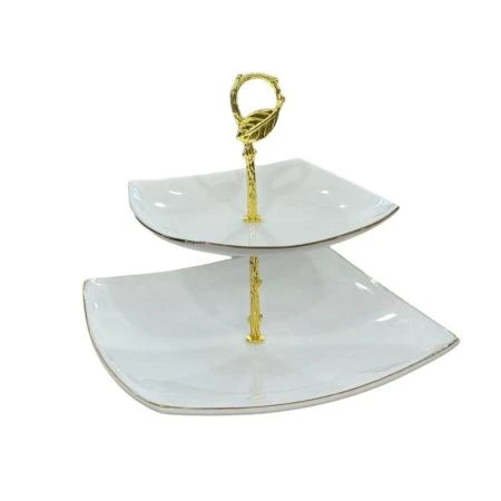 Этажерка 2-х ярусная 18,5/26см стеклокерамика FJ2C+G (12)