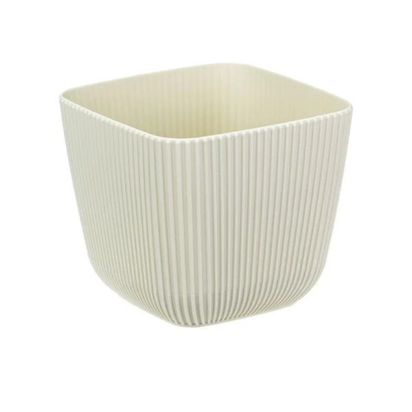 Кашпо 1,8л 150*150*130мм пластик ПИКАНТО белый ротанг квадратное (12)