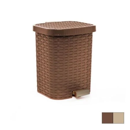 Контейнер для мусора 12л пластик ПЛЕТЕНКА Артлайн с педалью (3)