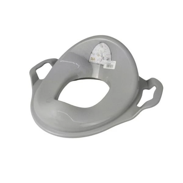 Накладка детская на унитаз (адаптер с ручками) 43*37*15см пластик серый (15)