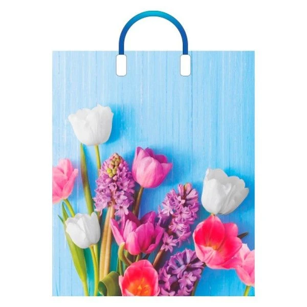 Пакет с пластмассовыми ручками 38*45+3см полиэтилен Цветочный уют (10/150)