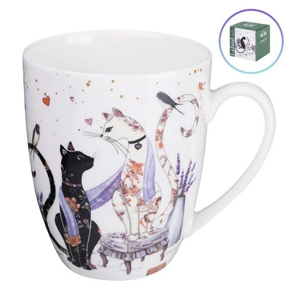 Кружка 430мл фарфор ЛАВАНДОВЫЕ КОТЫ (24)