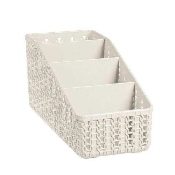 Органайзер 4 секции 20*9,5*10см пластик ВЯЗАНИЕ Белый ротанг (16)