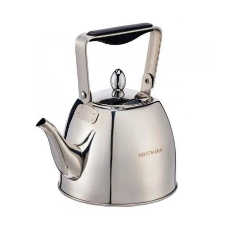 Чайник со свистком 1л нерж.сталь матовый черная ручка (12)