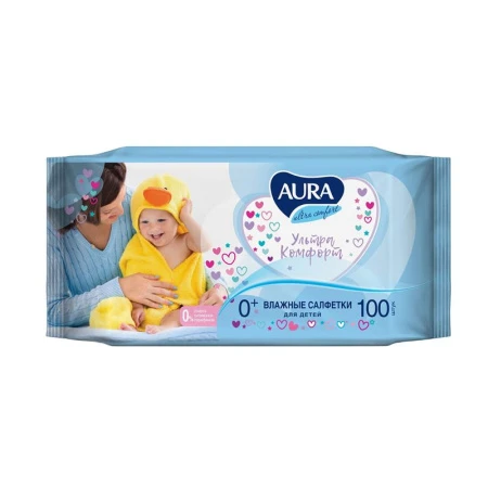 Влажные салфетки АУРА ДЕТСКИЕ 100шт ультра комфорт (12)