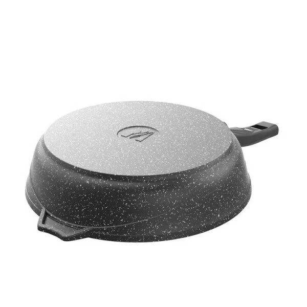 Сковорода 26см алюминий АП ГРАНИТ BLACK стекл.крышка, съемная ручка (5)