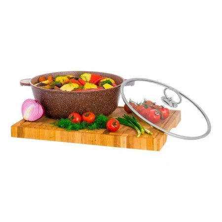 Жаровня ал АП 4,5л ГРАНИТ МЕЧТА браун-браун с крушкой и сьемными ручками 28см Dariis (4)