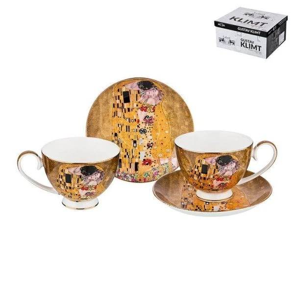 Чайный набор 4пр фарфор ПОЦЕЛУЙ КЛИМТА на 2 персоны 250мл золотой (12)