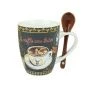 Кружка 340мл фарфор с ложкой бочка АРОМАТ КОФЕ R03H/1327J (36) MIX