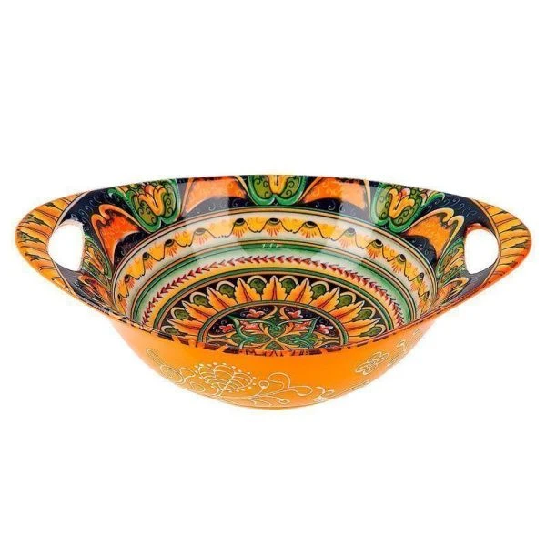 Салатник 22*15,5см фарфор Arabesque оранжевый овальный с ручками (48)