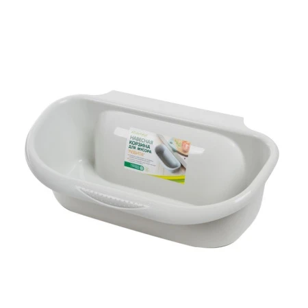 Корзина для мусора навесная 175*130*95мм пластик ЛЕВИТА светло-серая С842СЕР (10)