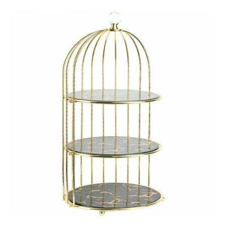 Этажерка сервировочная 3 яруса 21,5*44см фарфор/металл Черный мрамор подар.уп. (6) ВЫВОД