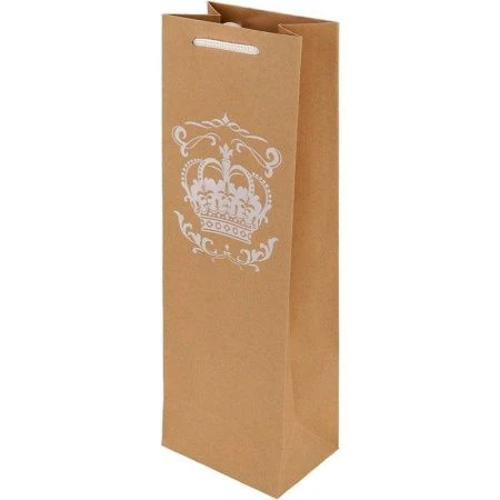 Пакет крафт с тисн фольг 12х36х8,5см (craft Bottle) Корона 157г ПКП-4158