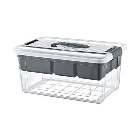 Органайзер универсальный 10л пластик со вставкой StorMax прозрачный/графитовый (6)