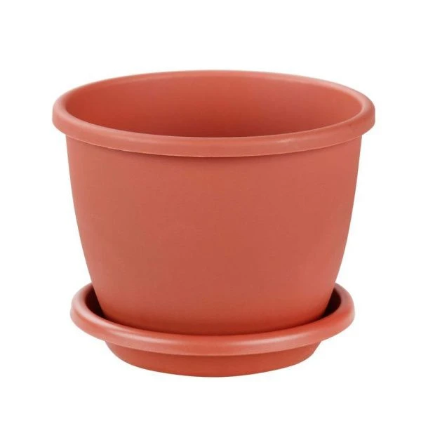 Горшок цветочный 500мл пластик АФИНА с поддоном коричневый (35)