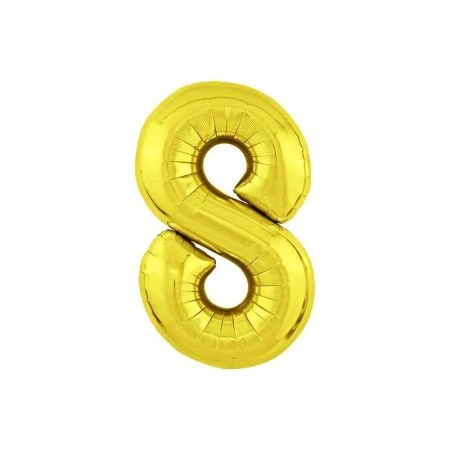 Шар фольгированный Цифра 8 золото 40" (102см) Slim (50)
