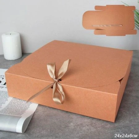 Коробка подарочная 24*24*6см крафт складная 0519-8/C (12/600)