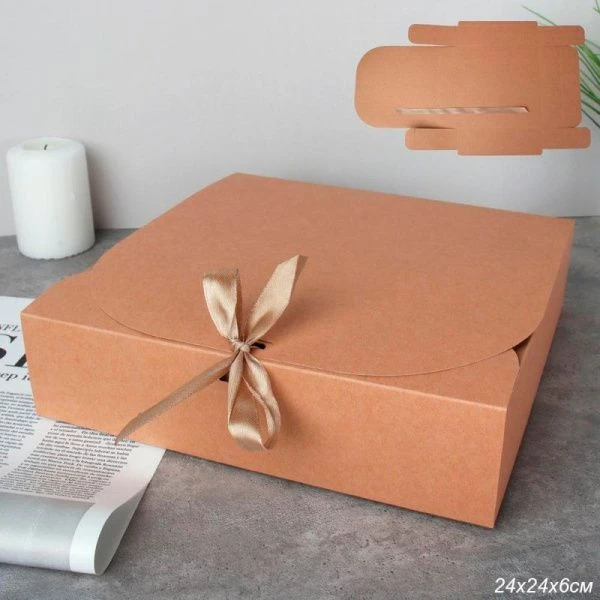 Коробка подарочная 24*24*6см крафт складная 0519-8/C (12/600)