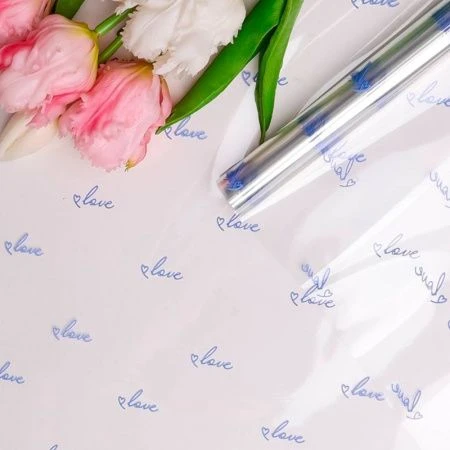 Пленка в рулоне прозрачная полипропилен Классика Love лаванда 70см*8м (10)