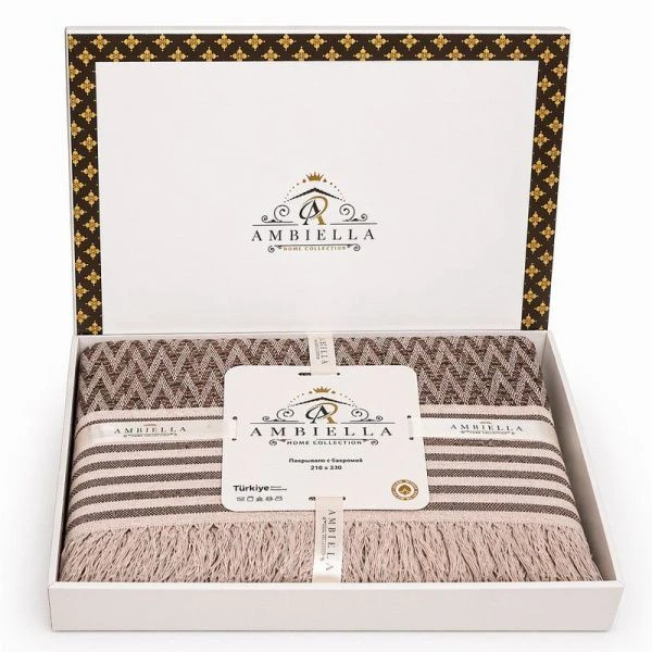 Покрывало жаккард 210*230 (+/- 5см) FAMILY в коробке, коричневый