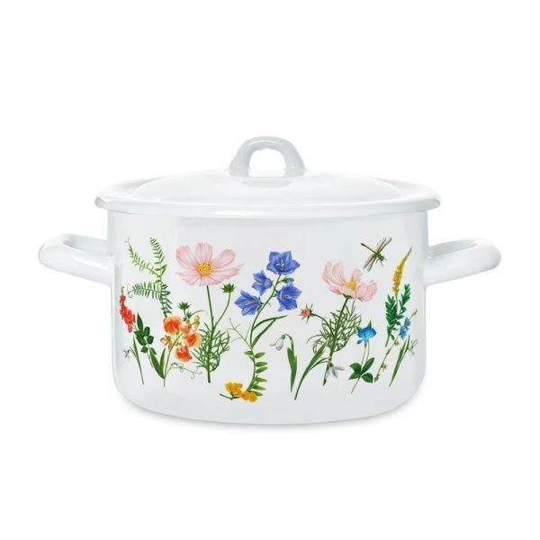 Кастрюля 2,9л эмаль ЛУГОВЫЕ ЦВЕТЫ цилиндрическая (4)