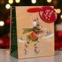 Пакет новогодний крафт 22*18*10см вертикальный Зайка на льду
