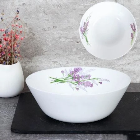 Тарелка глубокая 550мл 15,5см стеклокерамика БУКЕТ ЛАВАНДЫ суповая LGW-60 (7131-2) (6/72)