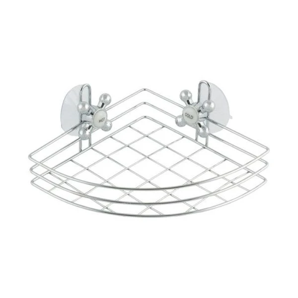 Полка угловая 1 ярусная 17*17,5*8,5см металл на присосках хром SPOT-BH-06 (24)