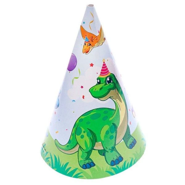 Колпак бумажный (набор 6шт. 16см) Динозавр  ШН-6901