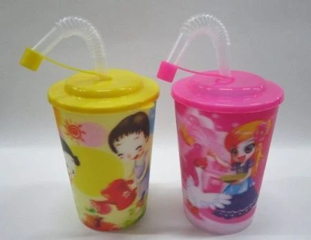 Стакан 500мл пластик с крышкой и трубочкой 803 (12/360) С6