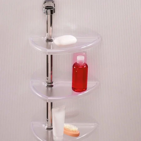 Полка настенная 3-х ярусная 27,7*16*63см пластик ПРИМА НОВА прозрачно-натуральная алюминиевая трубка, 3 полки