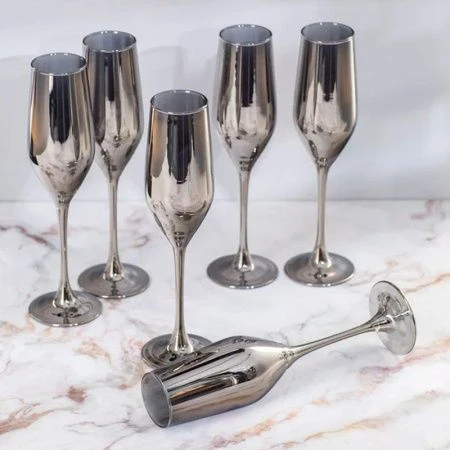 Бокалы для шампанского набор 6шт 160мл стекло СИЯЮЩИЙ ГРАФИТ (4)