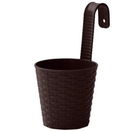 Кашпо настенное 135*200*250мм пластик Ведро Раттан коричневая (10)