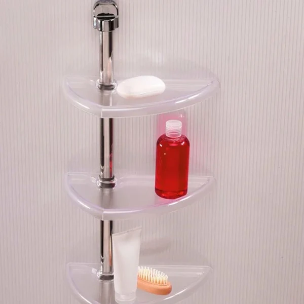 Полка настенная 3-х ярусная 27,7*16*63см пластик ПРИМА НОВА прозрачно-натуральная алюминиевая трубка, 3 полки